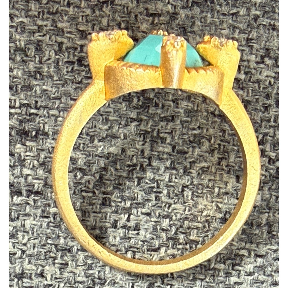 Freida Rothman Collection 925 Amazonian Allure Turquoise Ring CZ Size 7 Boho - Picture 7 of 9